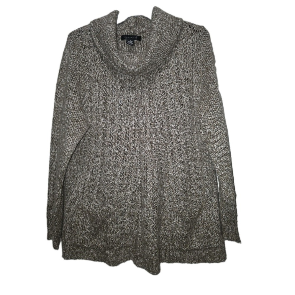 89th & Madison 1X Cable Knit Cowl Neck Tunic Sweater Boho Cozy